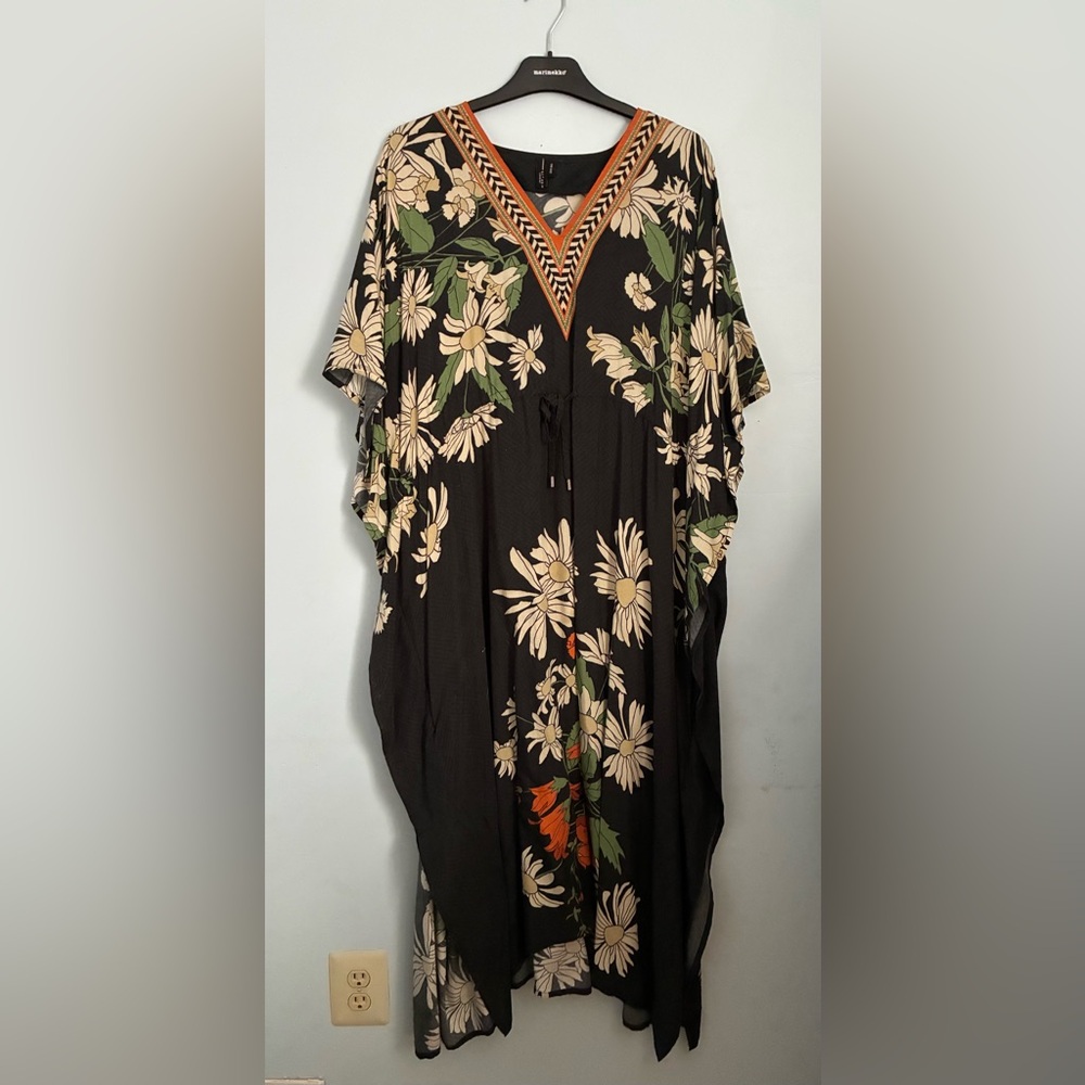 Blank London / Anthropologie Black Floral Kimono Dress / Kaftan